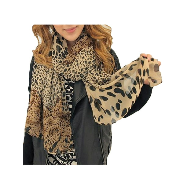 Women Warm Leopard Print Scarf Pashmina Soft Stole Lightweight Long Shawls Wraps